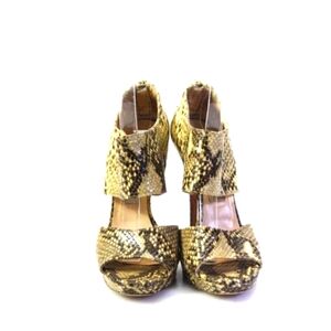 JIMMY CHOO SNAKESKIN OPEN-TOED PLATFORM LADIES HEELS | SIZE 37.5 US 7.5